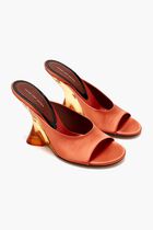 00010-WS261-1620 100MM COLOURED PLEXY WEDGE MULE ,IN SATIN