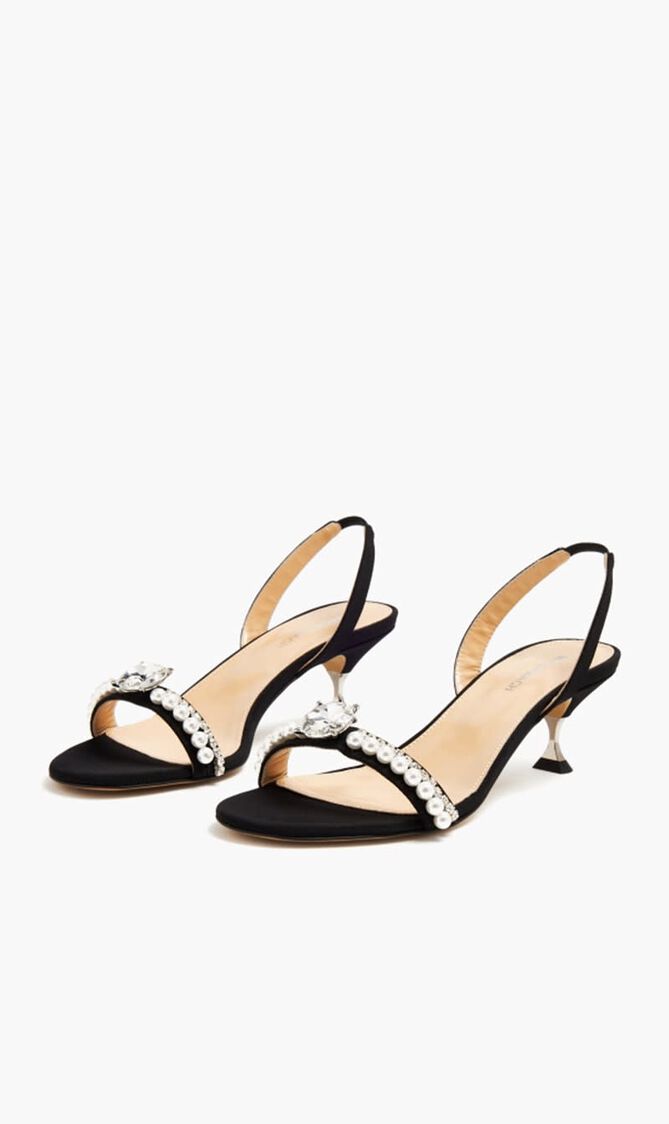 DIMOND OF ELIZABETH BLACK GROSGRAIN SLINGBACKS(55MM)