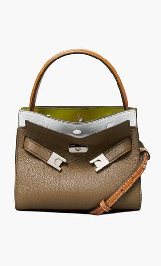 LEE RADZIWILL COLOR-BLOCK PEBBLED PETITE DOUBLE BAG