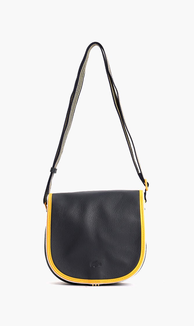 Court Line Contrast Piping Crossbody Bag