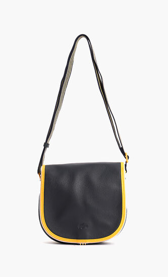 Court Line Contrast Piping Crossbody Bag