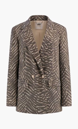 Double Breasted Zebra Print Blazer