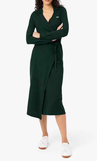 Slim Fit Polo Collar Wrap Dress
