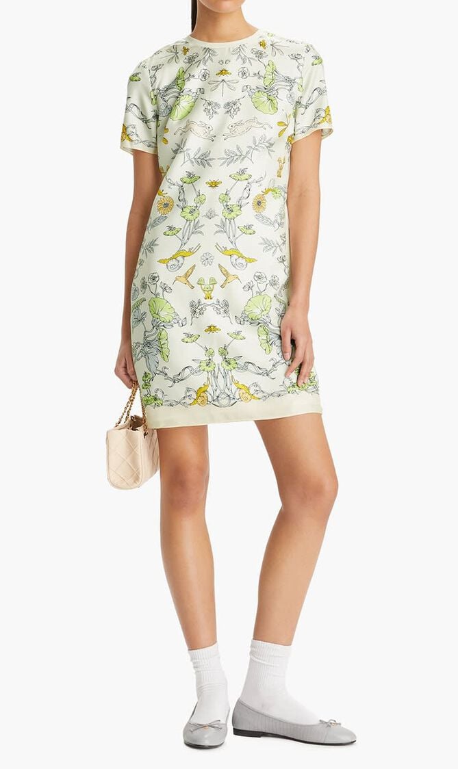 SILK FRONT T-SHIRT DRESS