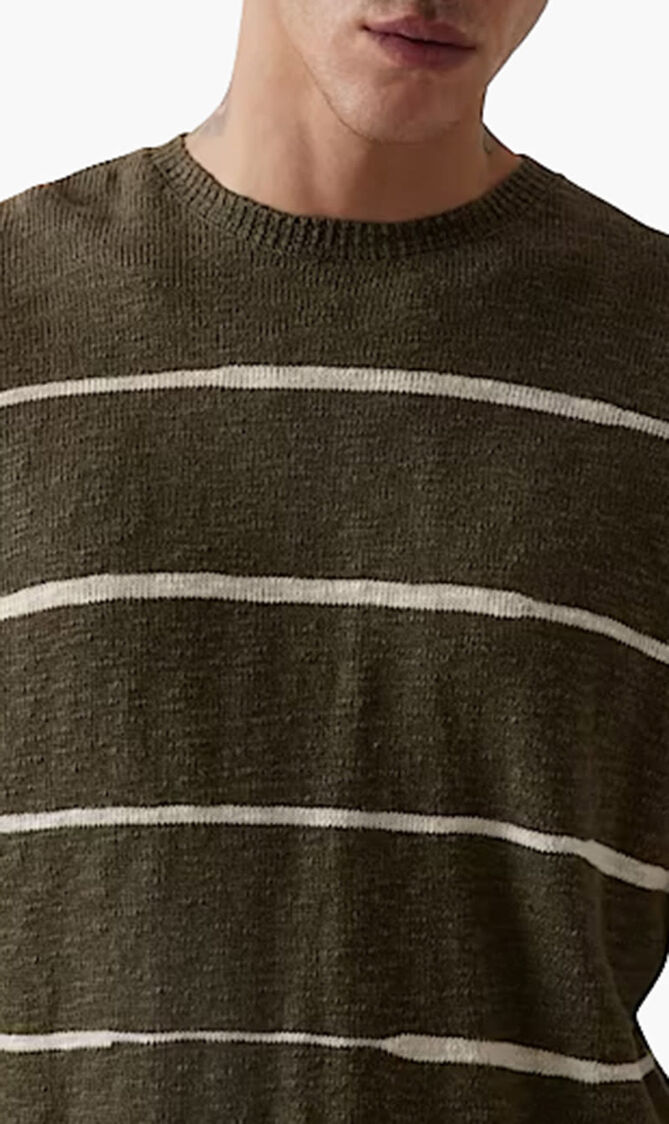 Linen Blend Striped Sweater