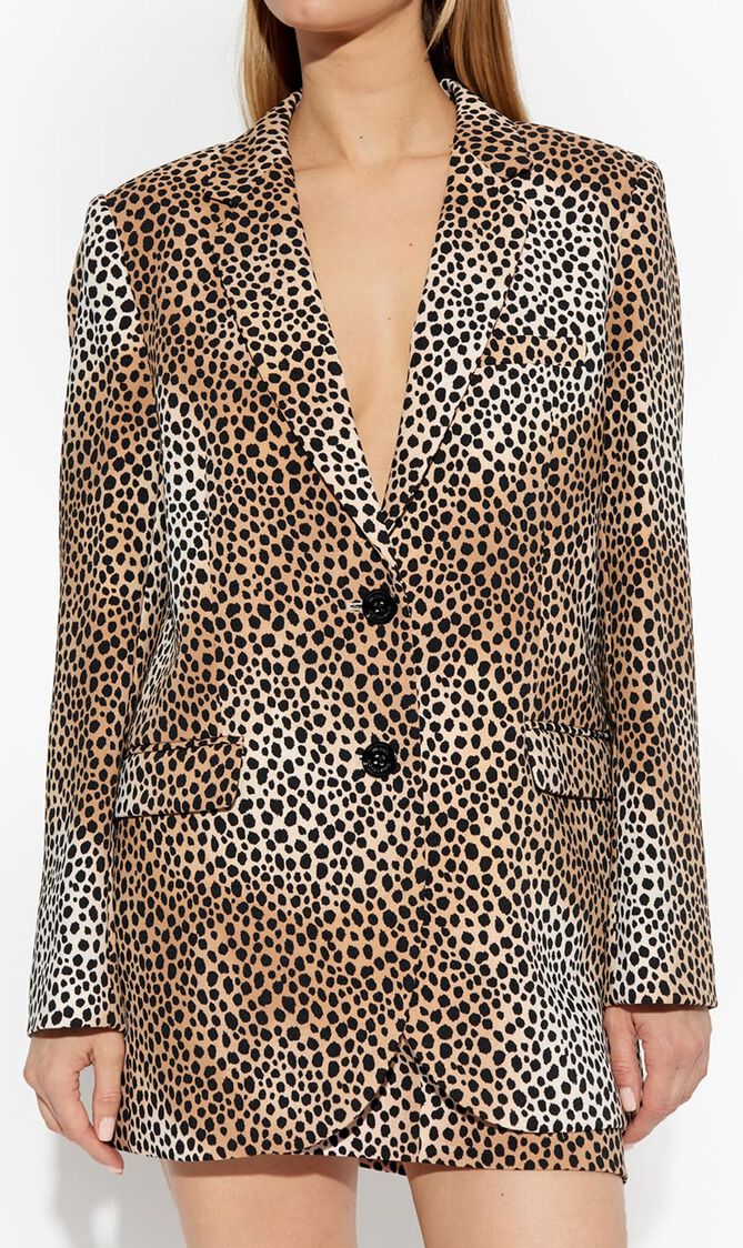 Cheetah Print Stretch Crepe Blazer