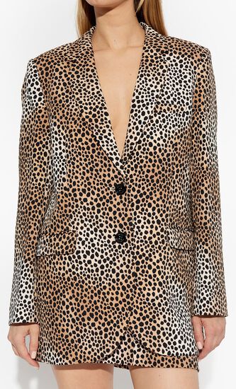 Cheetah Print Stretch Crepe Blazer
