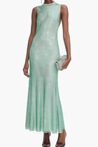 MINT RHINESTONE MESH MIDI DRESS