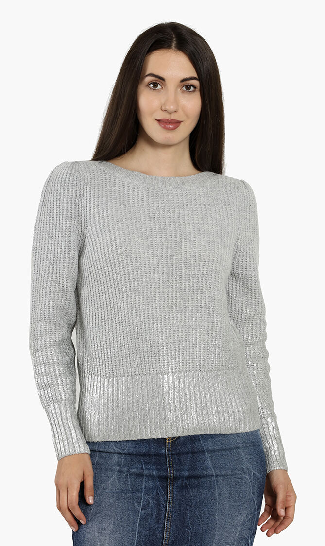 Buy EMPORIO ARMANI Foil Coated Wool Blend Sweater for AED 137.00 The Deal Outlet