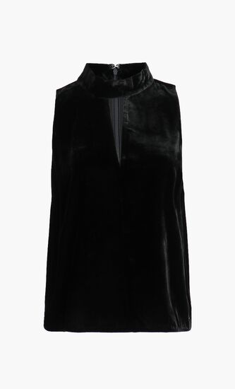 Cut-Out Mock-Neck Velvet Top