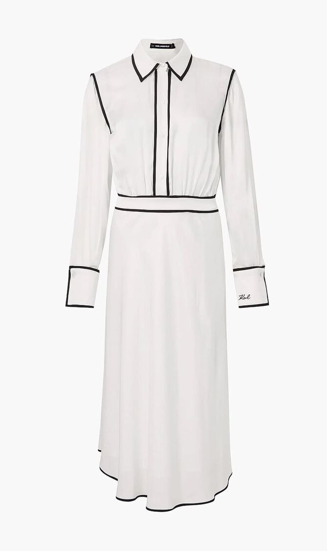 BW CONTRAST PIPING DRESS