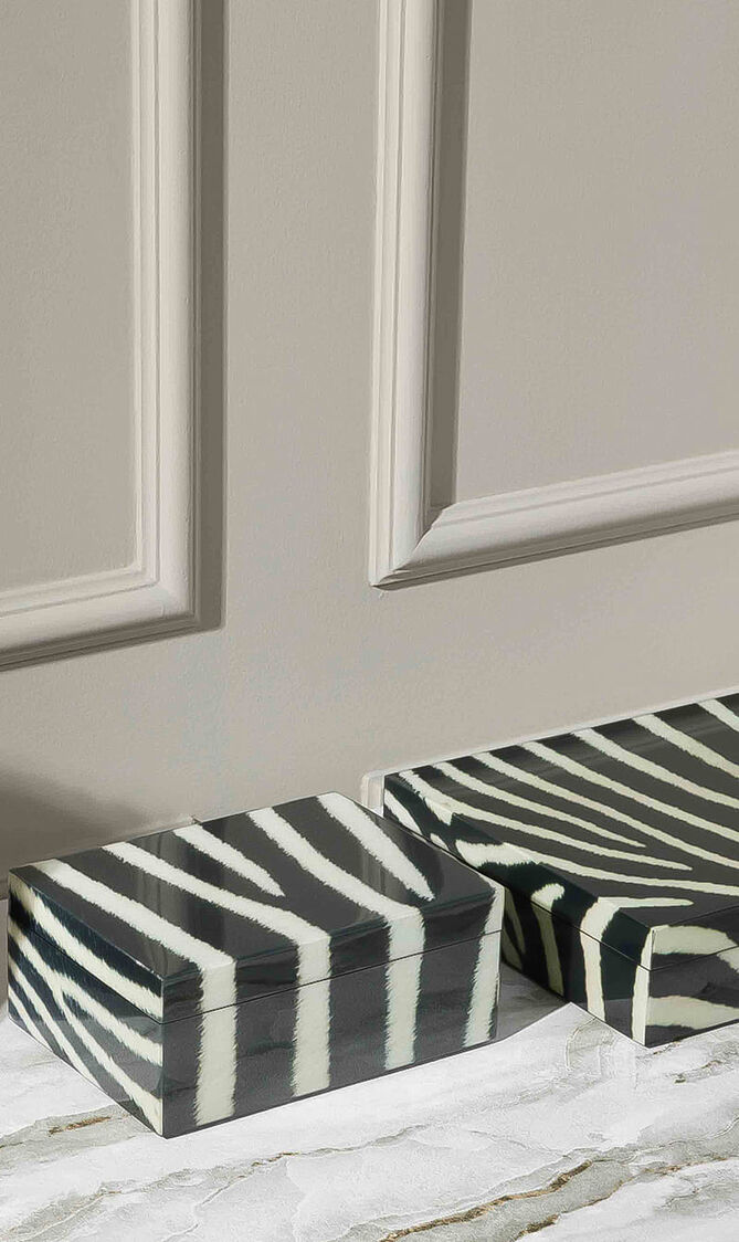 صندوق تزييني مزيّن بنقش الزيبرا صندوق تزييني مزيّن بنقش الزيبرا