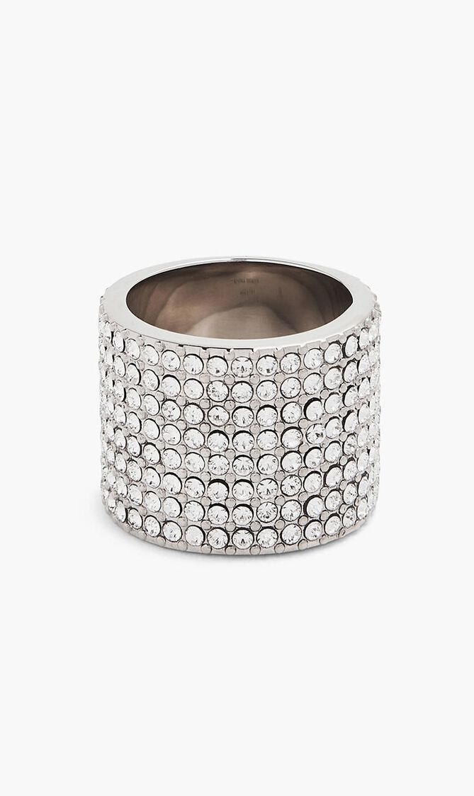 RIH RING WHITE CRYSTALS & SILVER BASE