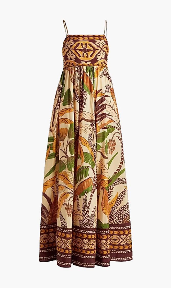 Foliage Sketch Sand Maxi Dress