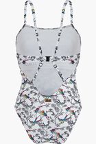 Rainbow Birds Crossed Back Strap One Piece Swimsuit