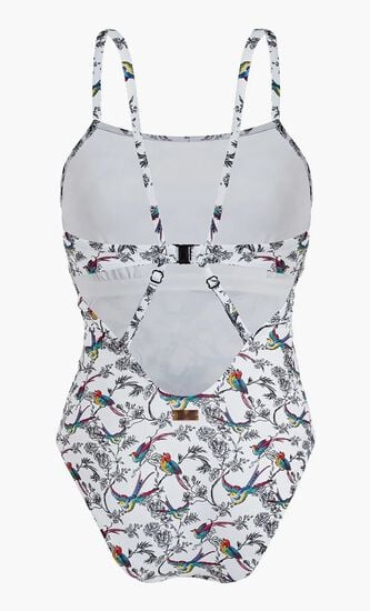 Rainbow Birds Crossed Back Strap One Piece Swimsuit