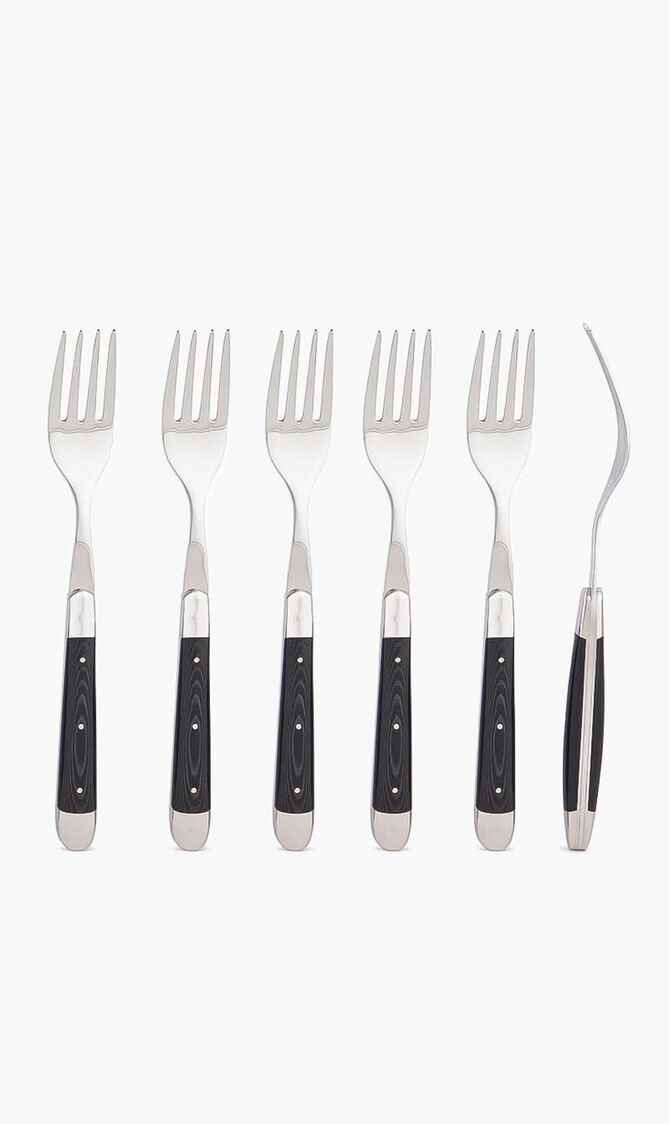 Set of 6 - Black Handle Table Forks