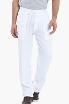 بنطال كتان سادة برباط