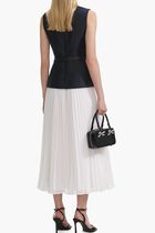 NAVY TAFFETA MIDI DRESS