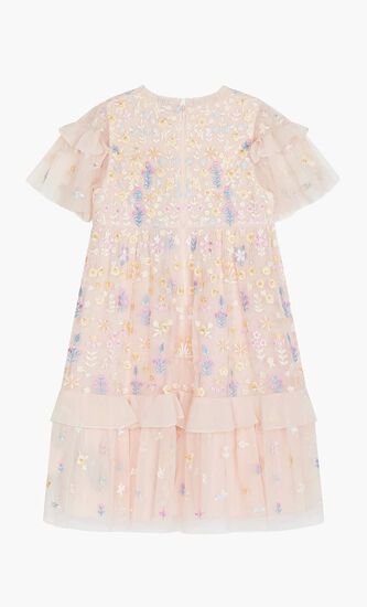 FLOWERBED EMBROIDERY KIDS DRESS