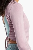 Dye Ribbed Long Sleeve Wrap Top