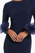 Fitted Jersey Gown With 3D Flowers