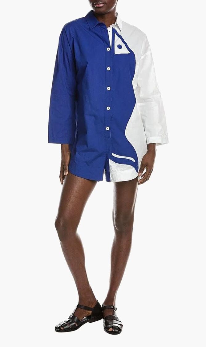 FISH CUTWORK OFF WHITE LONG SLEEVE ROMPER