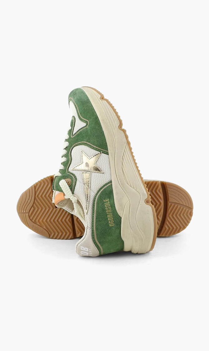 RUNNING SOLE NET UPPER SUEDE TOE AND SPUR LAMINATED STAR AND HEEL