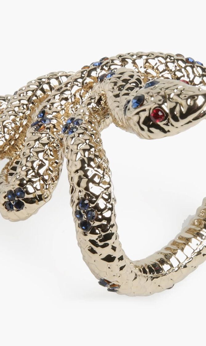 LOB SNAKE W/BLUE+RED CRYSTALS PLATED RINGS - SET OF 4