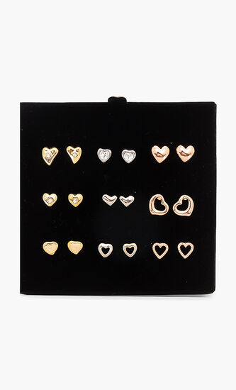9 Heart Earrings Set