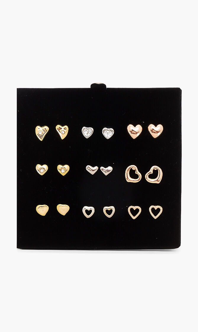 9 Heart Earrings Set