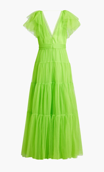 FLUTTER SLEEVE LONG DRESS