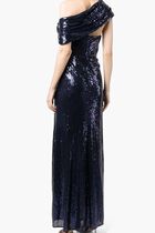 Asymmetrical Wrap Sequin Gown