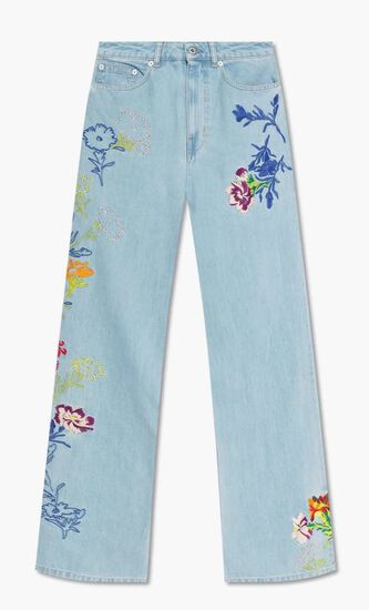 DRAWN FLOWERS AYAME WIDE JEANS