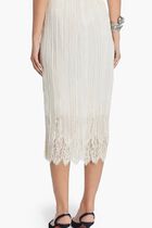 Lace Panel Pleated Midi Skirt