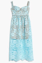 BLUE CORD LACE DIAMANTE MIDI DRESS