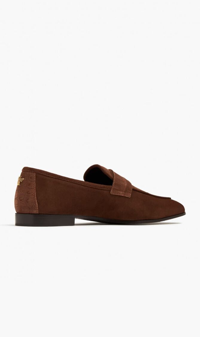 TOBACCO BROWN NABUK CROCODILE AND SUEDE MEN'S FLANEUR