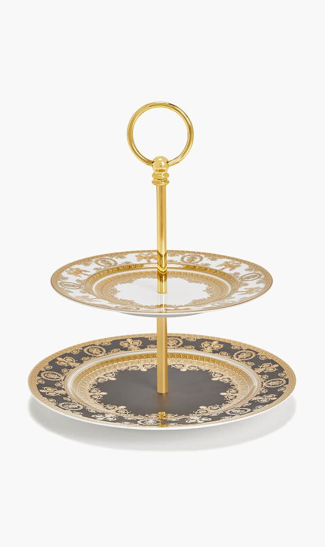 I Love Baroque Etagere Cake Stand 2 Tier Black