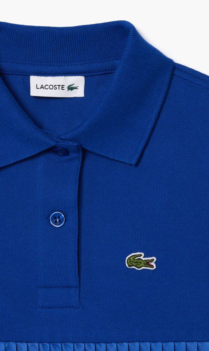 Pleated Hem Pique Polo Shirt