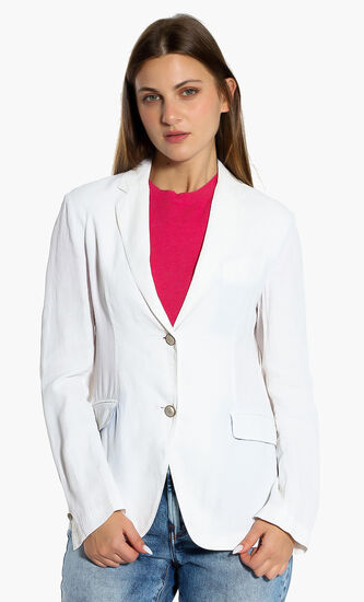 Solid Notch Lapel Blazer