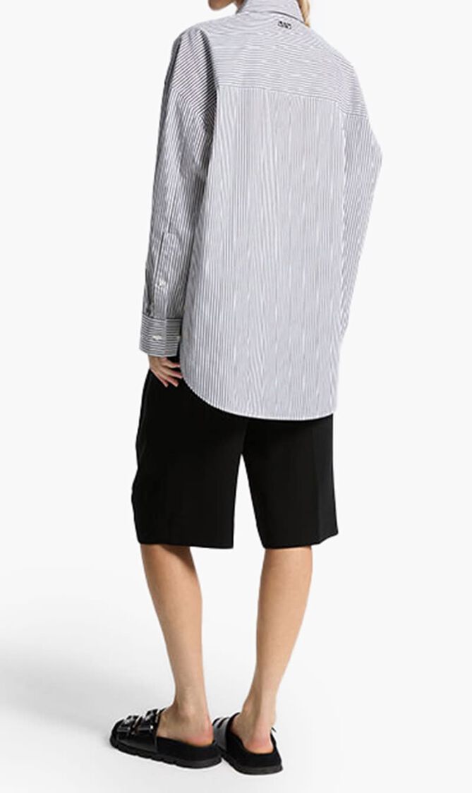 Oversized Striped Stretch Cotton Poplin Shirt