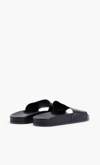 LOGO LEATHER SLIDES