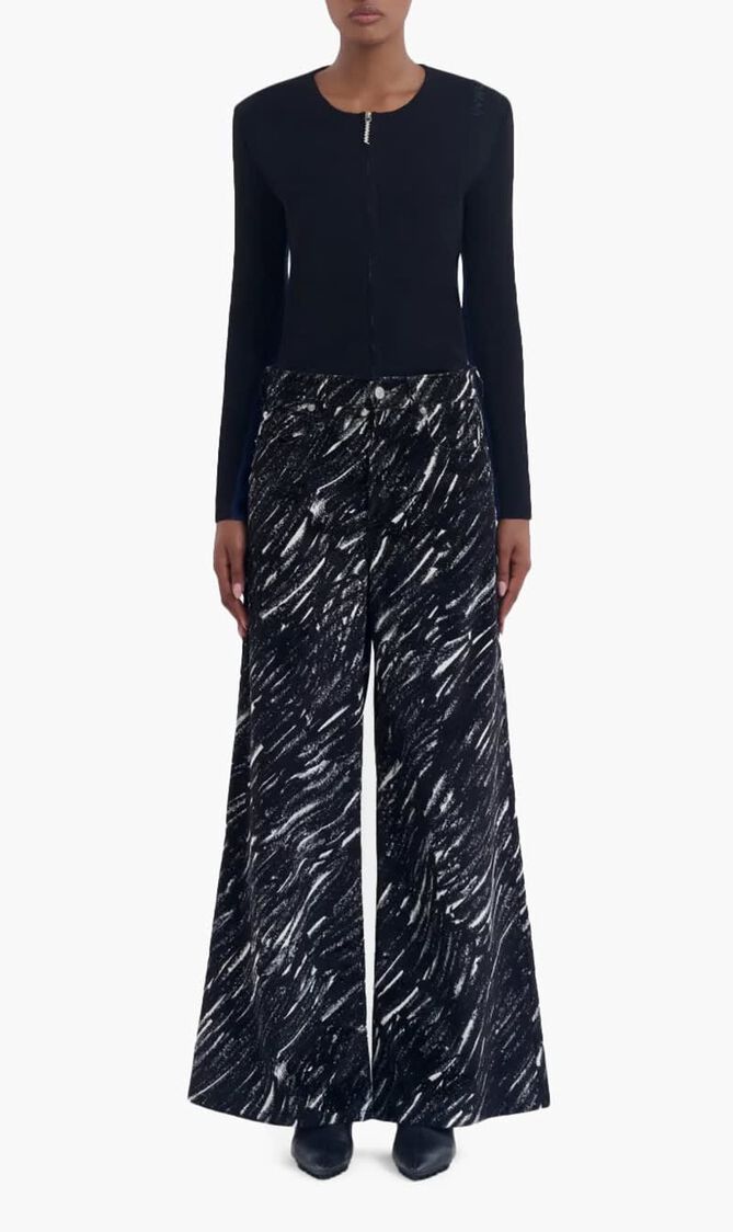 Graphic Print Wide-Leg Trousers