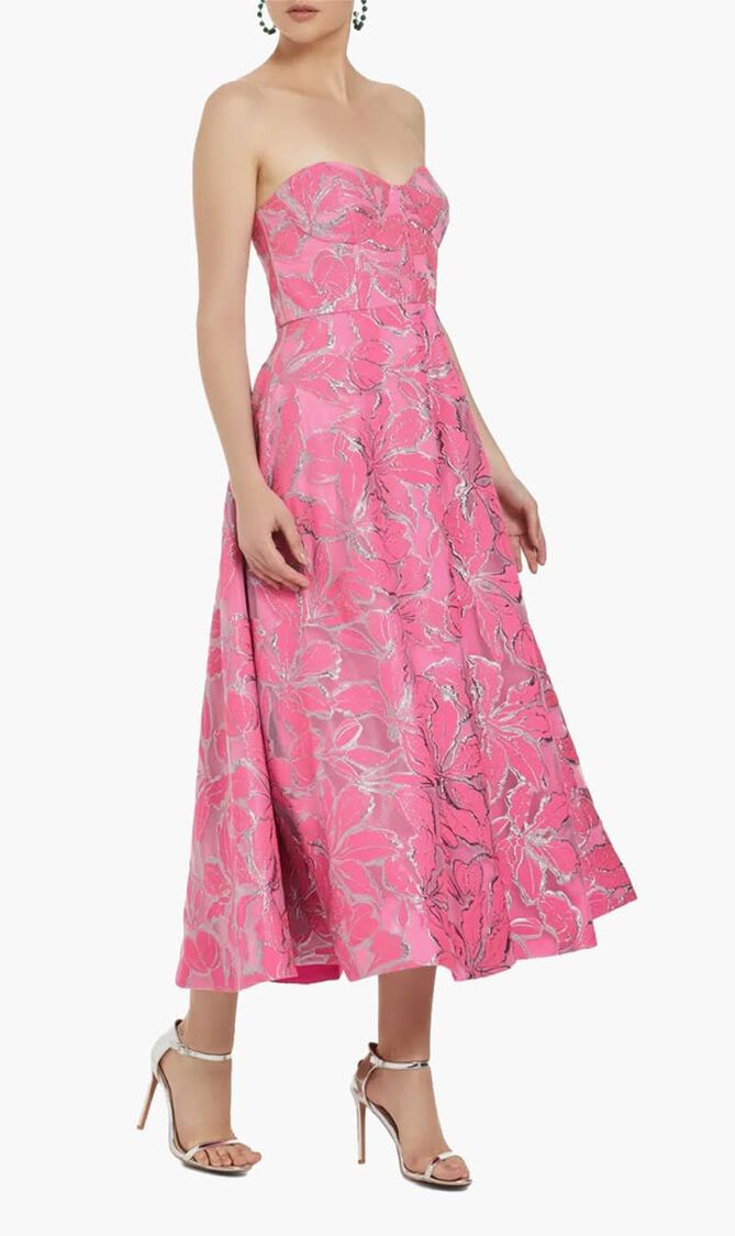 Amelia Floral Jacquard Midi Dress
