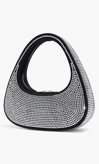 Crystal-Embellished Baguette Swipe Bag