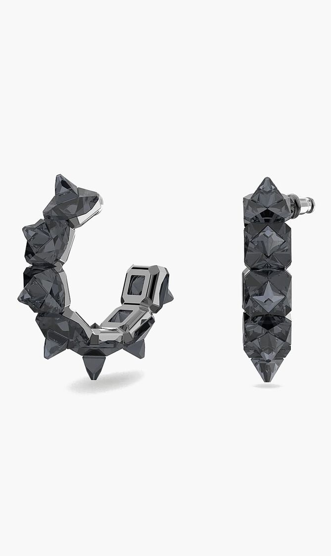Pyramid Cut Crystal Hoops
