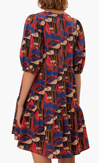 Wild Mushrooms Puff Sleeve Mini Dress