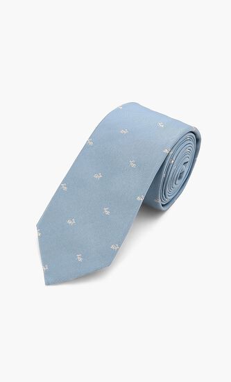 Bunny Print Narrow Silk Tie