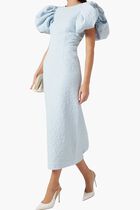 JACQUARD MIDI PUFFY DRESS