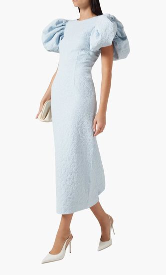 JACQUARD MIDI PUFFY DRESS